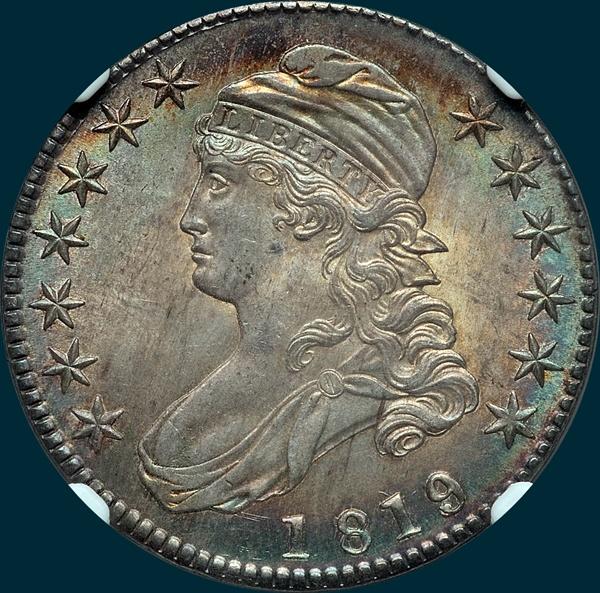 1819, O-106, Large 9 over 8, Capped Bust, Half Dollar