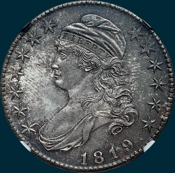 1819 O-112, capped bust. half dollar