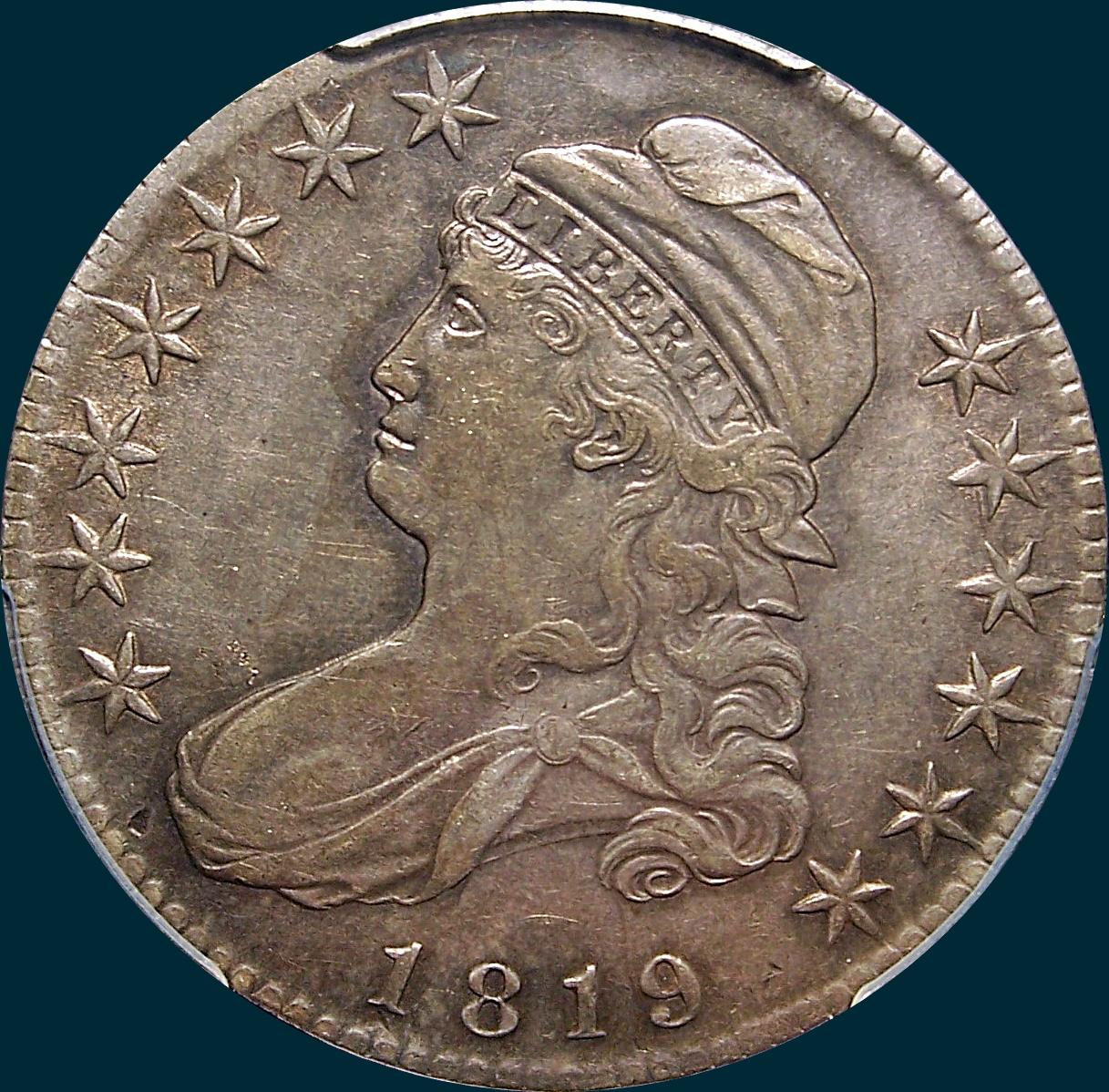 1819 O-113, capped bust half dollar