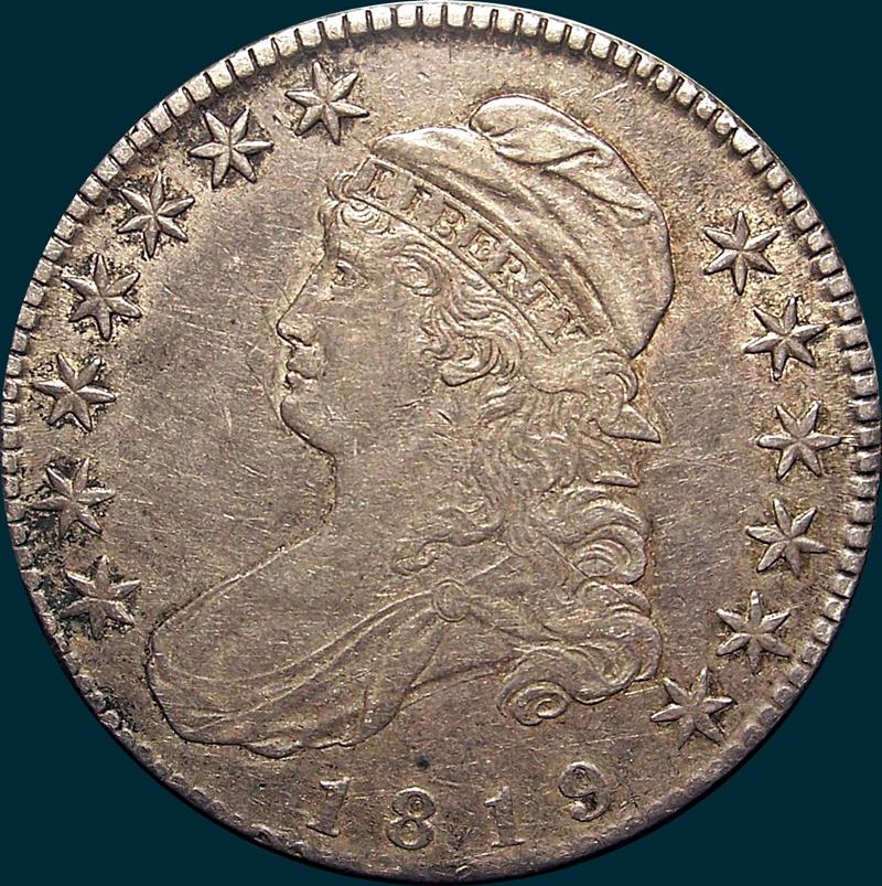 1819 O-115, capped bust, half dollar