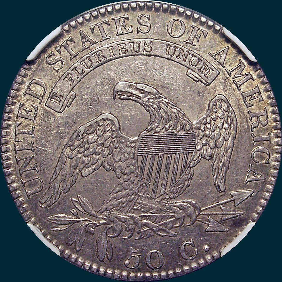 1820 O-108, no knob 2, capped bust half dollar