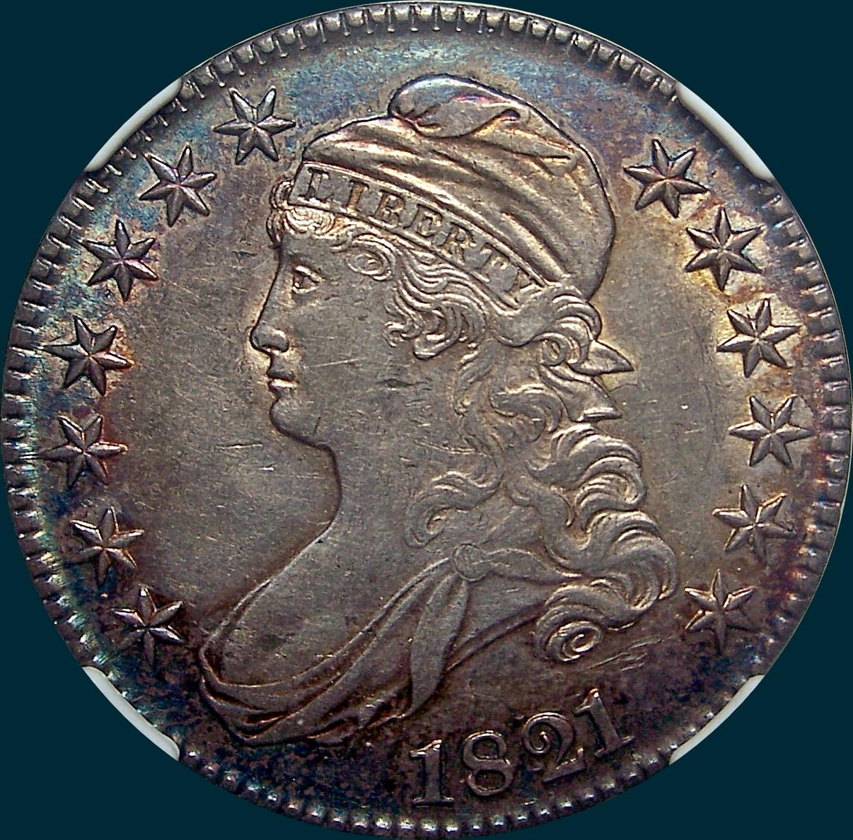 1821, O-105a, Capped Bust, Half Dollar