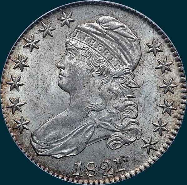 1821, O-105, Capped Bust, Half Dollar