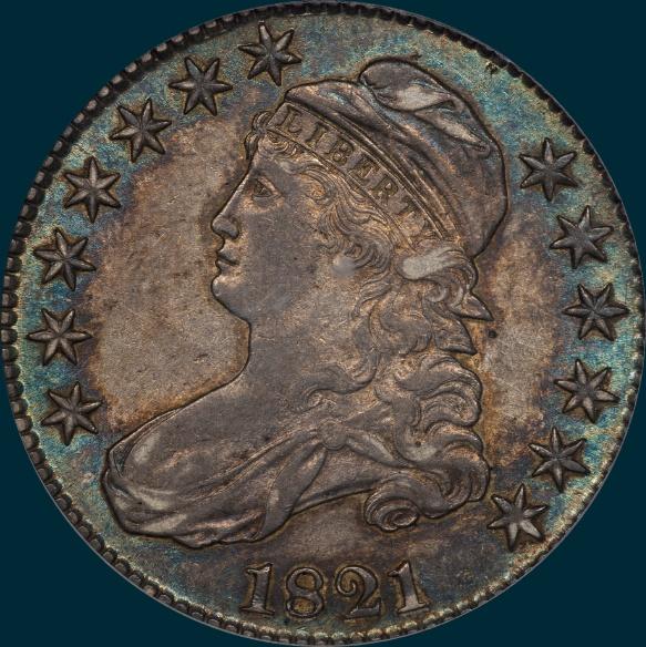 1821, O-106, Capped Bust, Half Dollar