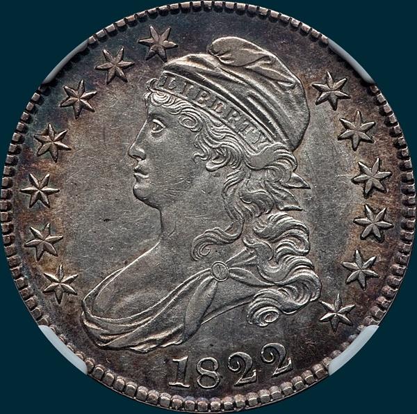 1822, O-108, Capped Bust, Half Dollar