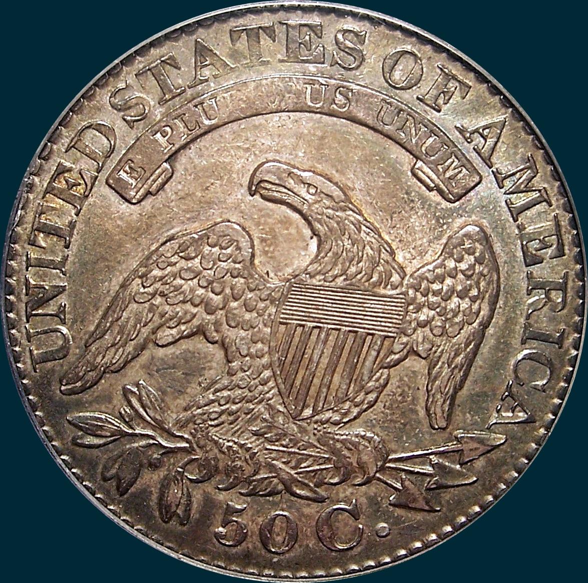 1828 O-122, small 8's large letters, capped bust half dollar