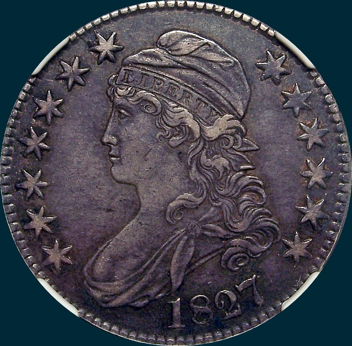 1827 O-131, Capped bust half dollar