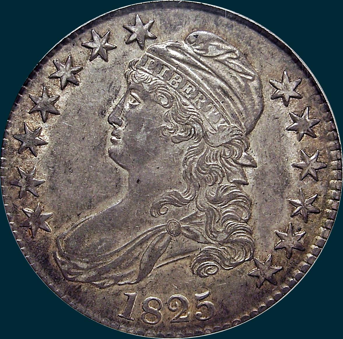 1825, O-111 caped bust half dollar