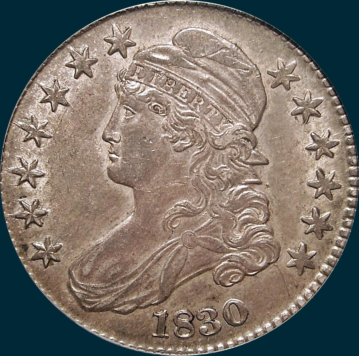 1830 O-106, small 0, capped bust half addict