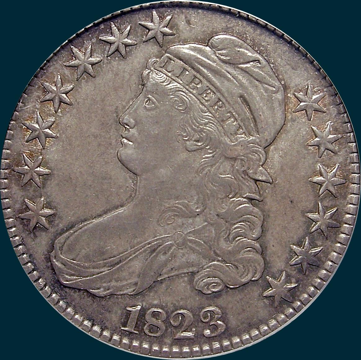 1823, O-111a, Capped Bust, Half Dollar