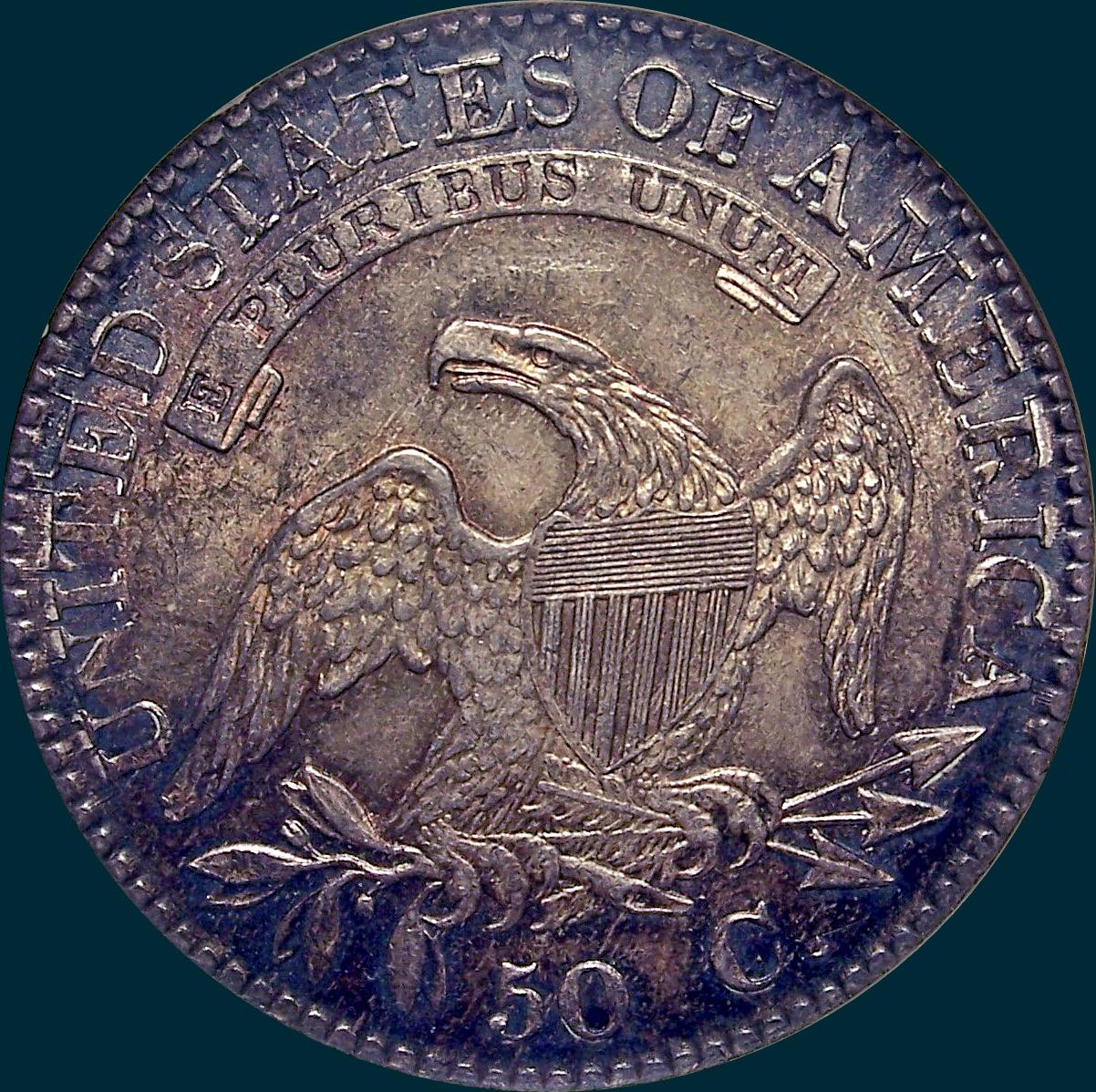 1823 O-103, capped bust, half dollar