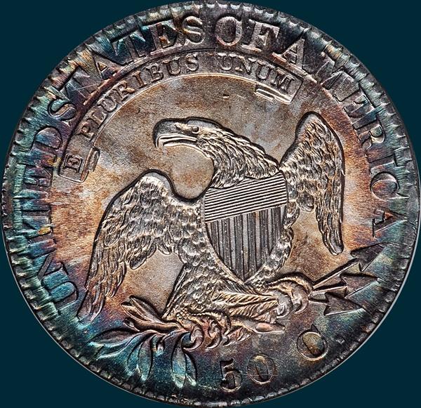 1824, O-110a, 4 recut over 4, Capped Bust, Half Dollar
