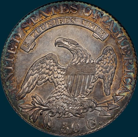 1825, o-117, capped bust, half dollar