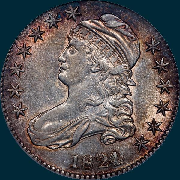 1824/1, O-101a, Capped Bust, Half Dollar