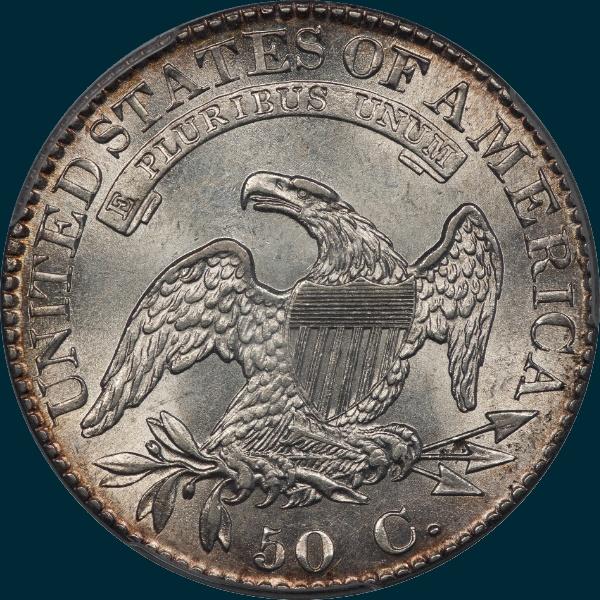 1824 O-112, capped bust half dollar