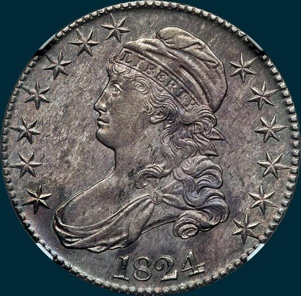 1824, O-112a, Capped Bust, Half Dollar