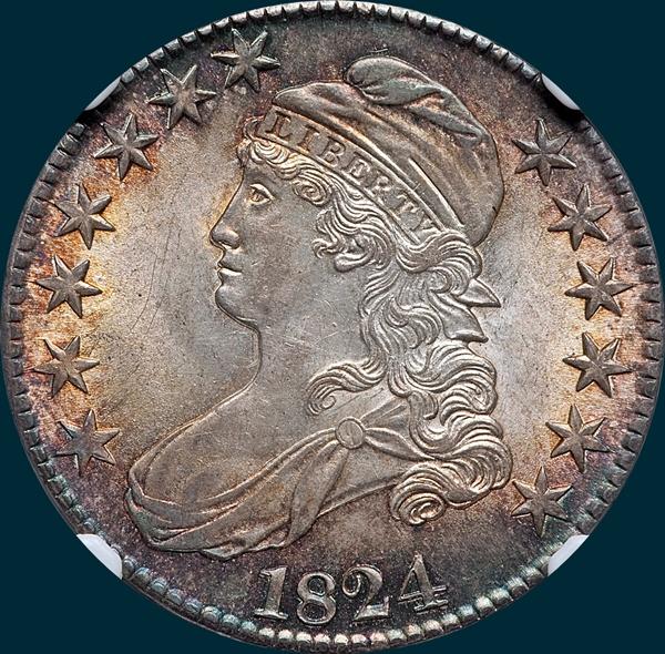1824, O-108a, Capped Bust, Half Dollar
