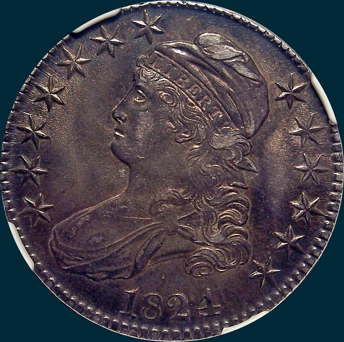 1824, O-115, Capped Bust, Half Dollar