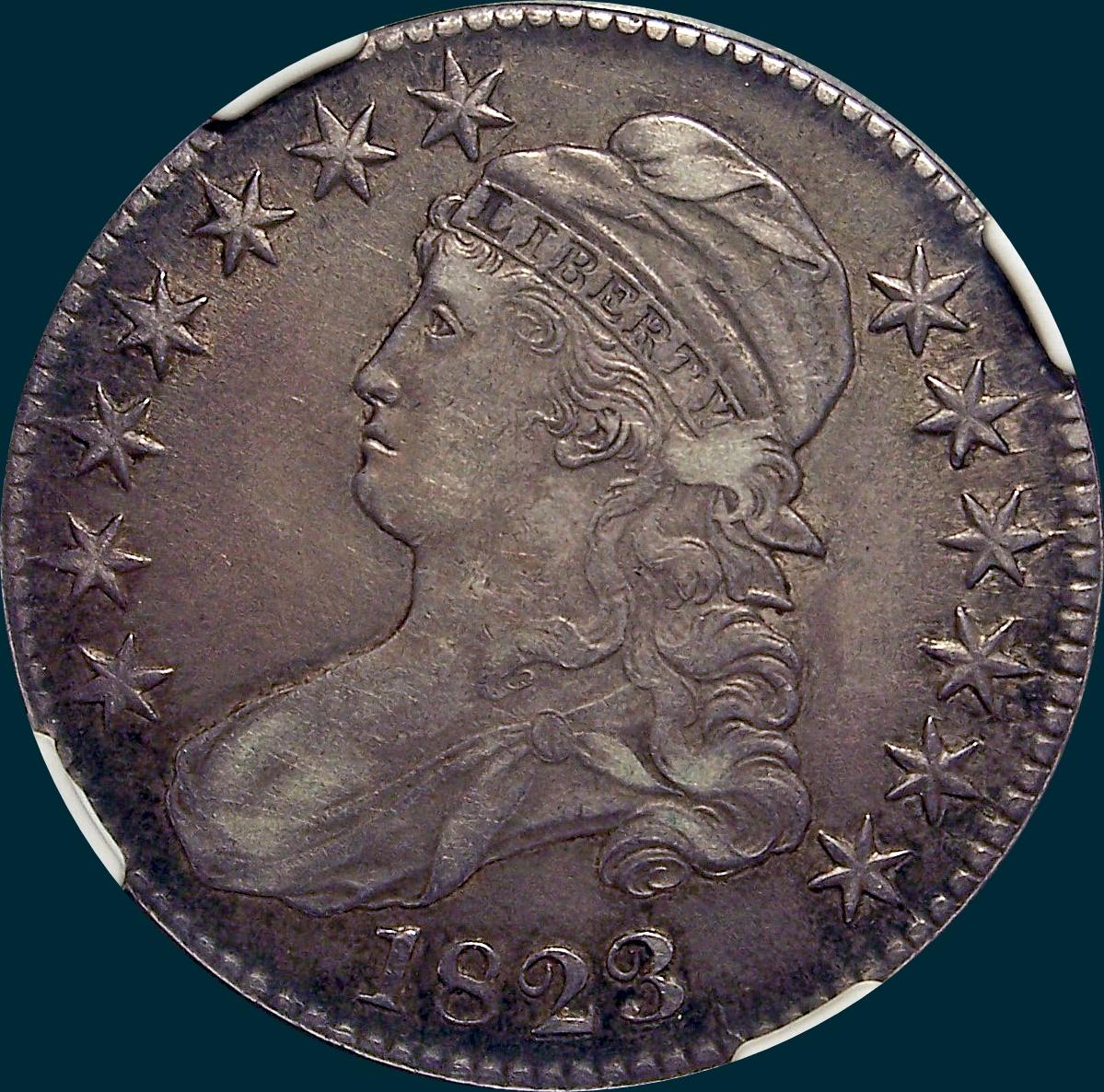 1823, O-105, Capped Bust, Half Dollar