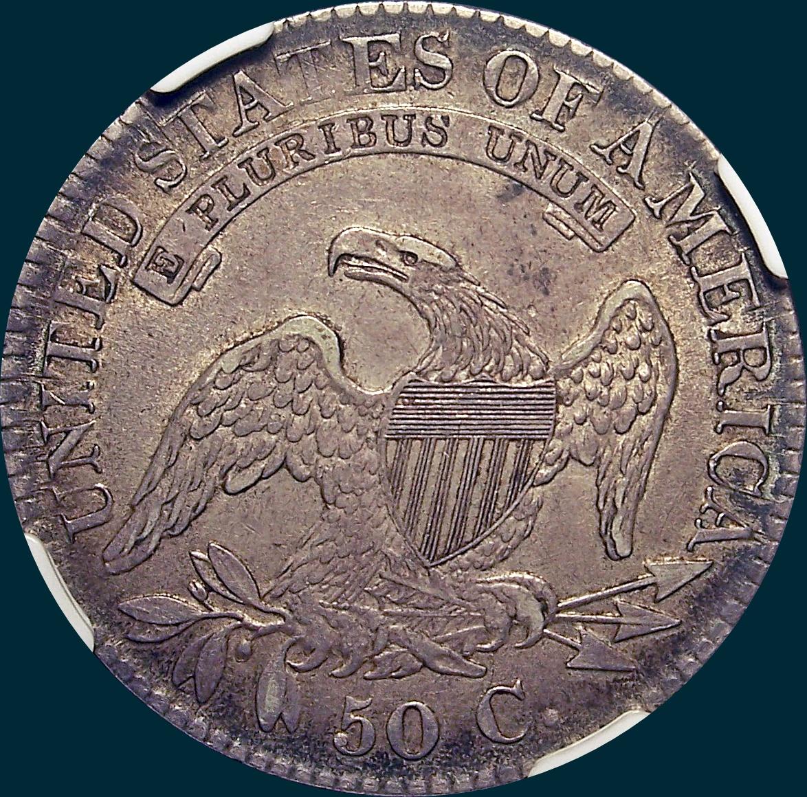 1823 O-105, capped bust, half dollar