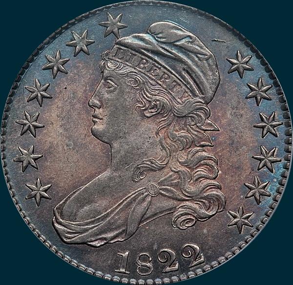 1822, O-109, Capped Bust, Half Dollar