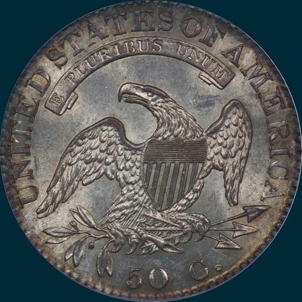 1822 O-113, capped bust half dollar