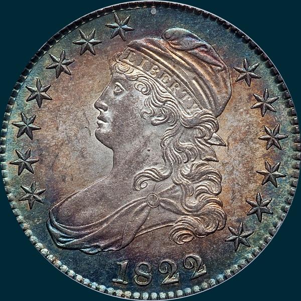 1822 O-111, Capped bust Half Dollar