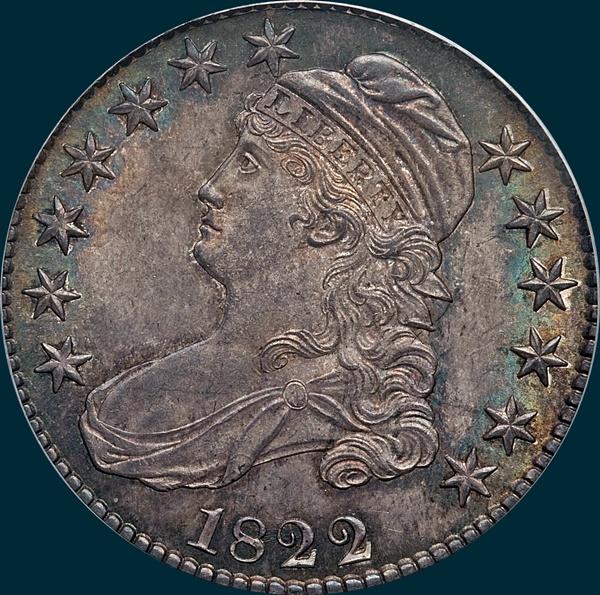 1822 O-114, capped bust, half dollar