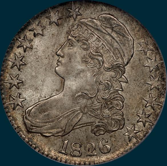 1826, O-114, Capped Bust Half Dollar