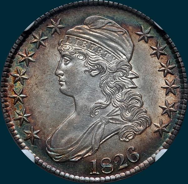 1826, O-112 Intermediate Die State, Capped Bust, Half Dollar