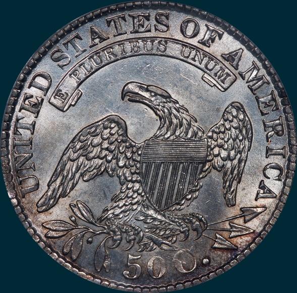 1829/7 O-101, capped bust half dollar