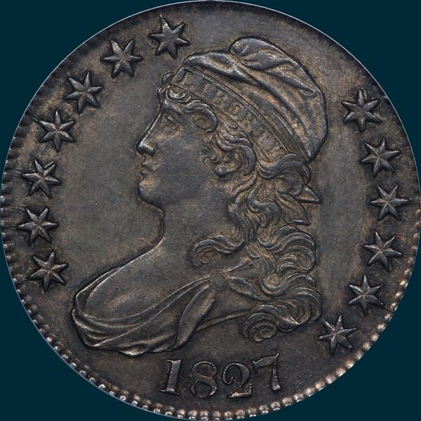 1827, O-133, R4, Square Base 2, Capped Bust, Half Dollar