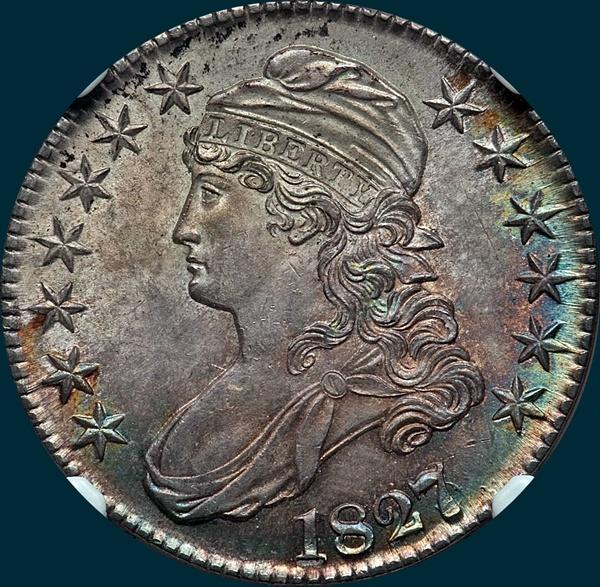 1827, O-101, 7 over 6, Capped Bust, Half Dollar