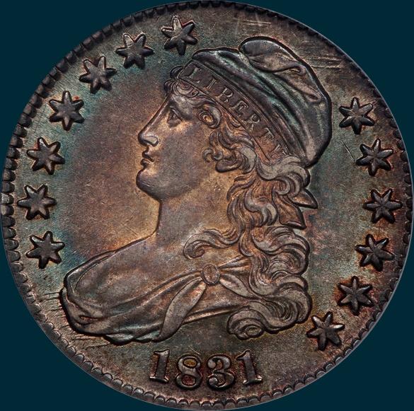 1831, O-107, Capped Bust, Half Dollar