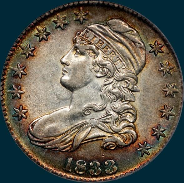 1833, O-102, Capped Bust Half Dollar