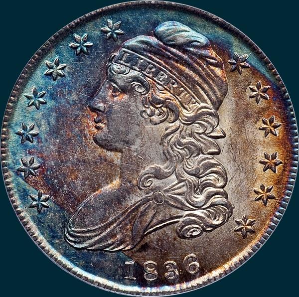 1836, O-104, Capped Bust, Half Dollar