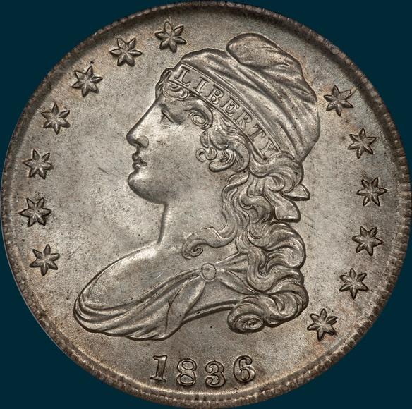 1836, O-104a, Capped Bust, Half Dollar