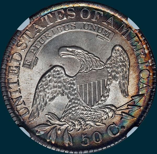 1828 O-104, curl based no knob 2, capped bust half dollar