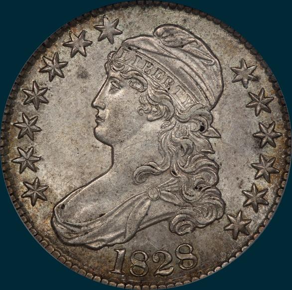 1828, O-106, capped bust, half dollar