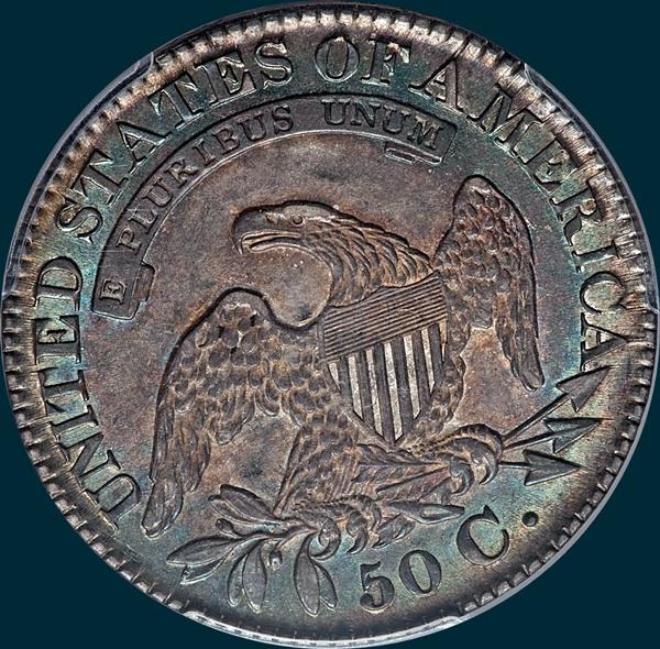 1828 O-120, small date large letters, capped bust half dollar