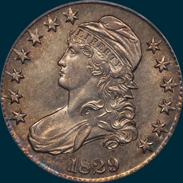 1829, O-106, Capped Bust, Half Dollar
