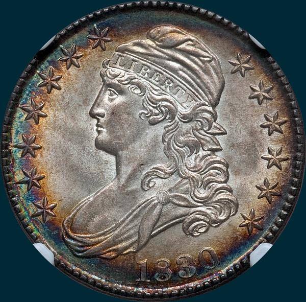 1830, O-101, Small 0, Capped Bust, Half Dollar