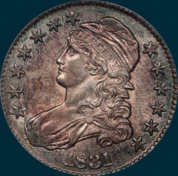 1831, O-105 capped bust half dollar