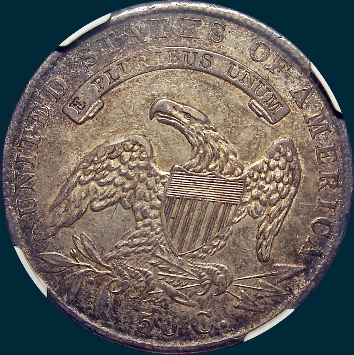 1834 O-117, capped bust half dollar
