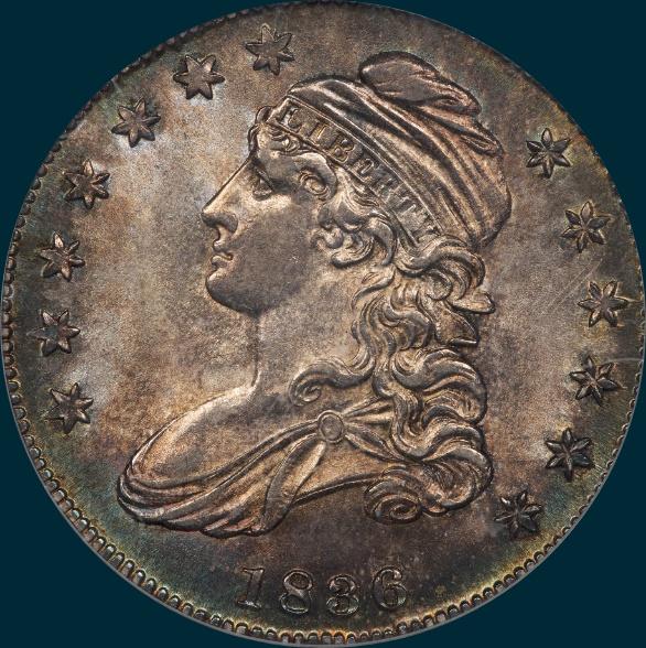 1836, O-110, Capped Bust, Half Dollar