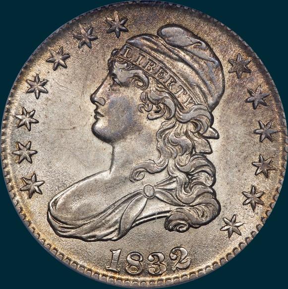 1832 O-116 capped bust half dollar