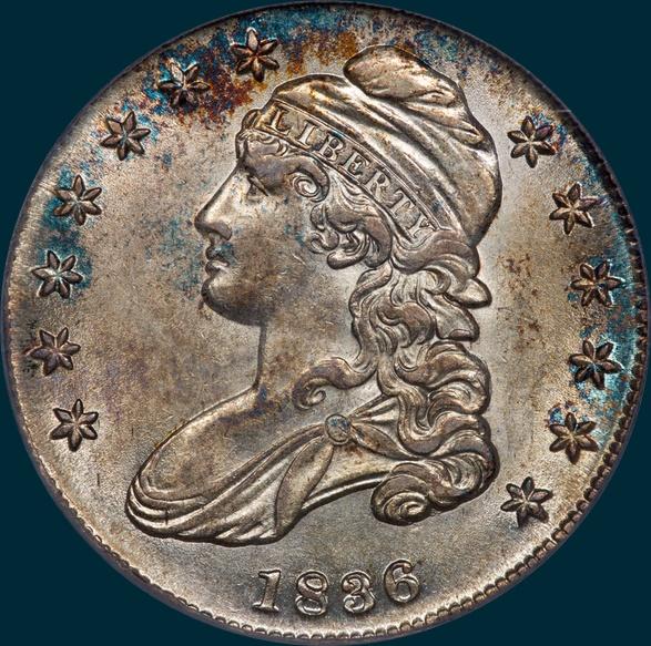1836, O-122, Capped Bust, Half Dollar