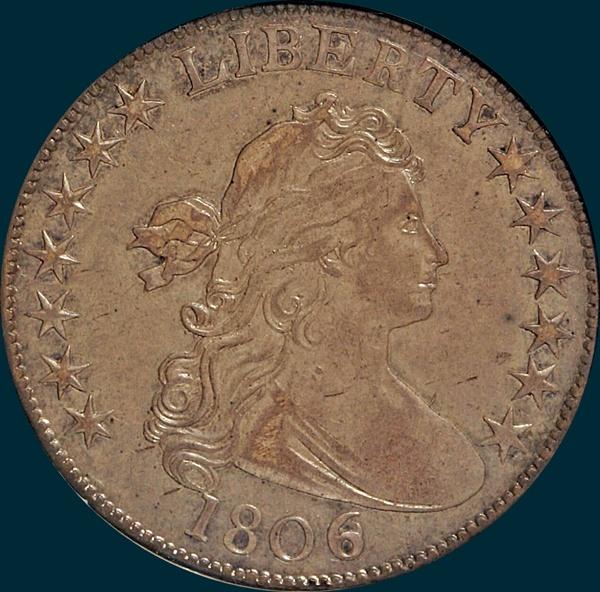 1806, 6 over inverted 6, 6/9, O-111, Draped Bust, Half Dollar