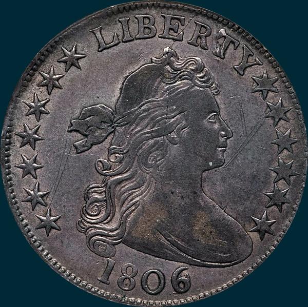 1806, 6 over inverted 6, 6/9, O-111a, Draped Bust, Half Dollar