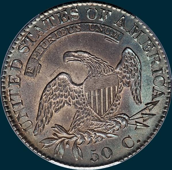 1823, O-110, capped bust, half dollar